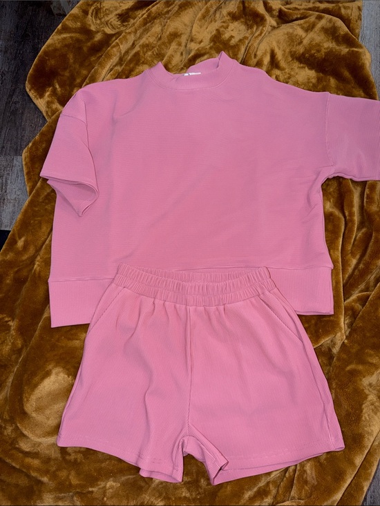 Zenana Outfitters Pants - Zenana Outfitters Pink Ribbed Shorts Set